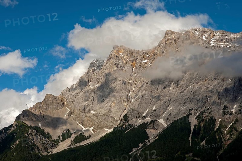 Wetterstein Mountains from the west with Zugspitze Mountain and Schneefernerkopf Mountain