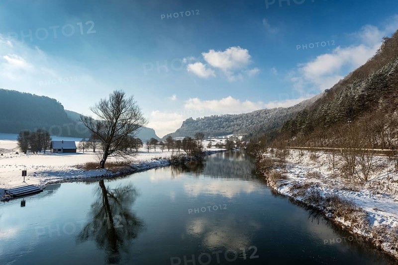 Danube River in the wintry Upper Danube Valley