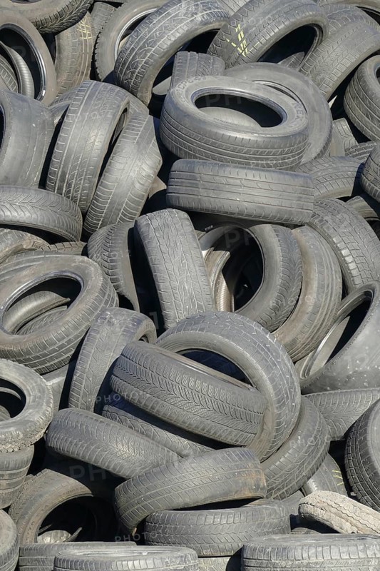 Old car tires in a heap