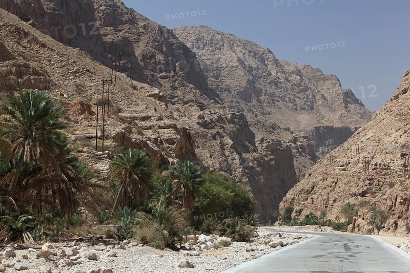 Road in the Wadi Shab mountain ravine