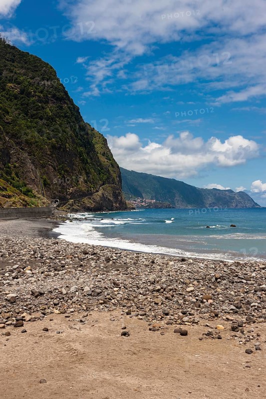 View of the cliff coast of Madeira near Sao Vicente
