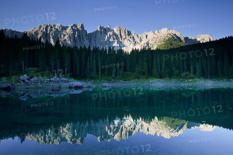 Lake Carezza with Latemar Mountain