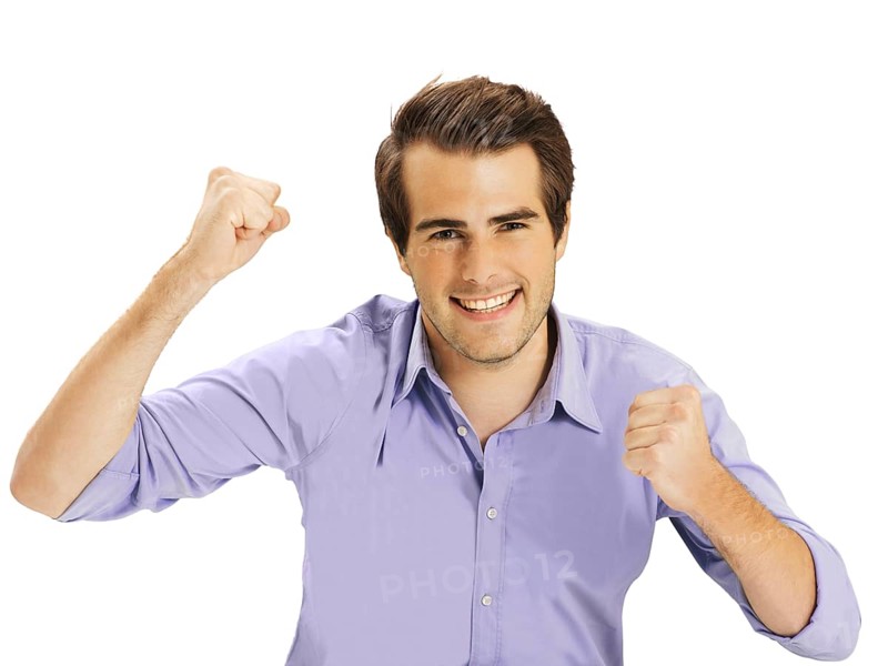 Businessman clenching fists