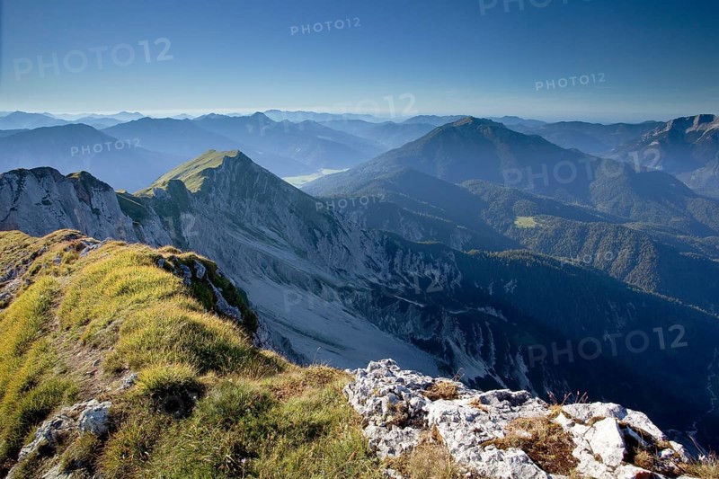 Dalfazer Joch ridge from Mount Hochiss in the Rofan massif