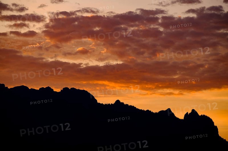 Silhouette of the Sleeping Witch at Sunset