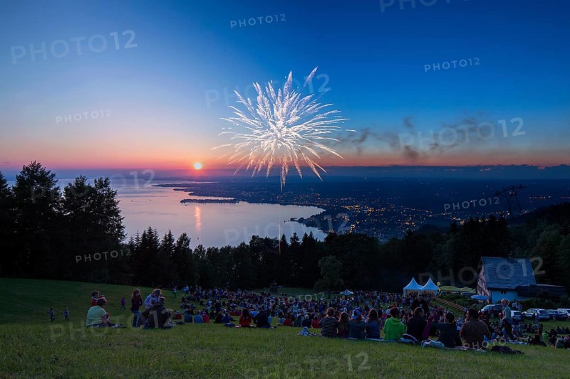 Solstice celebrations with fireworks on Mt Pfaender