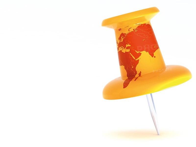 Push pin with a map of Europe
