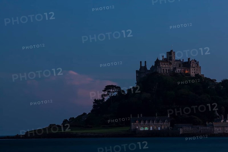 Island of St Michael's Mount at dusk