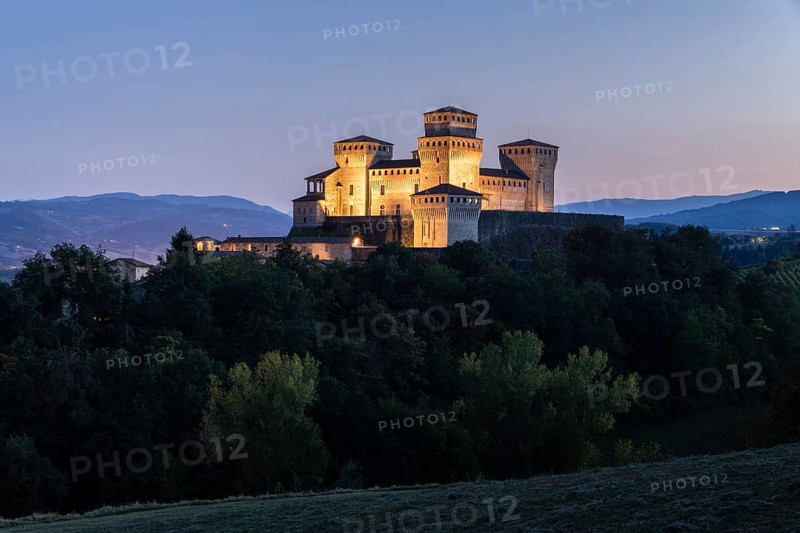 Dusk at the Castello di Torrechiara