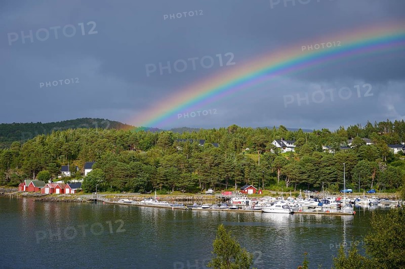 Rainbow over a port