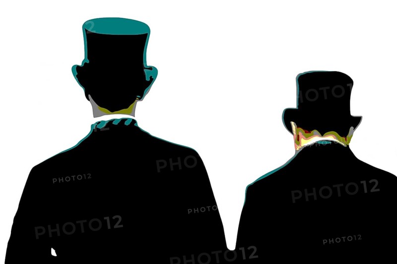 Two men wearing cylinder