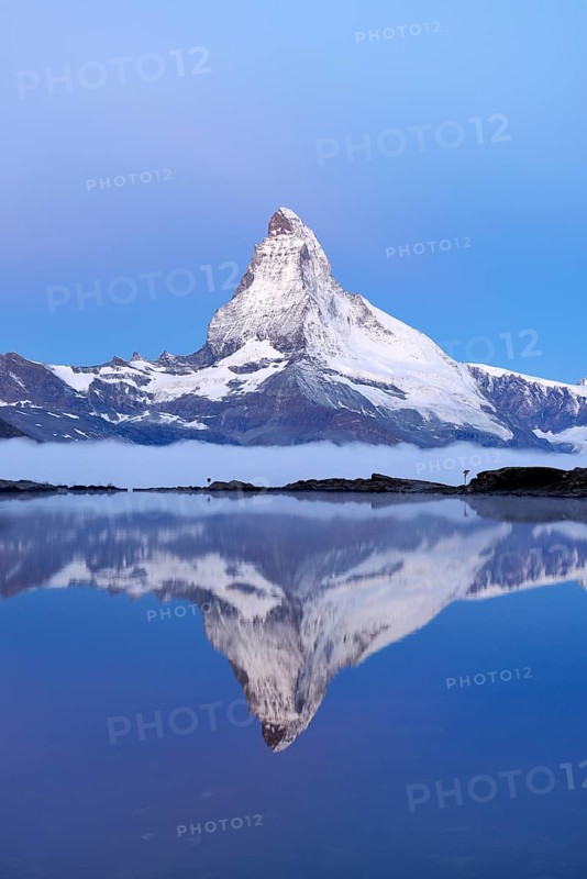 Matterhorn reflected in Lake Stellisee at dusk