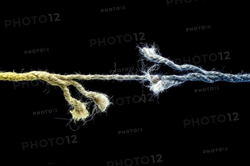 Almost torn hemp rope