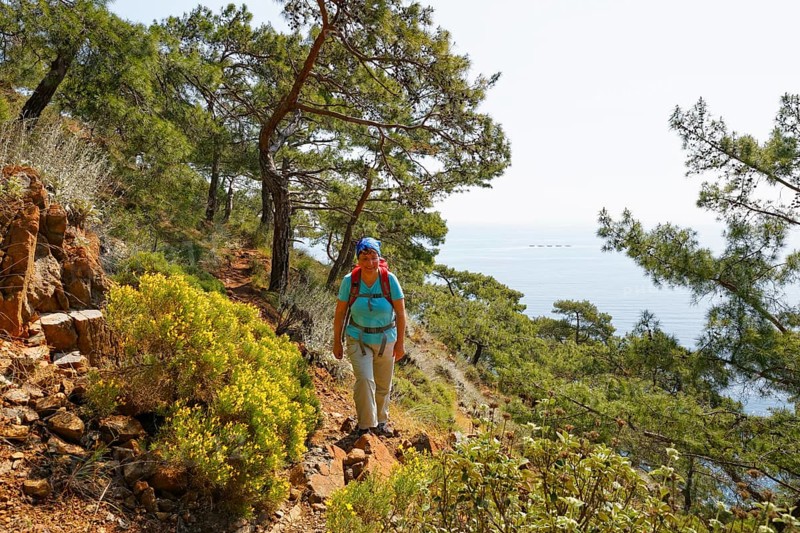 Woman with backpack hiking
