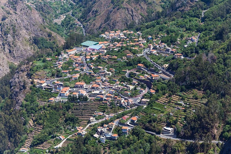 View of the village of Curral das Freiras seen from Pico dos Barcelos mountain