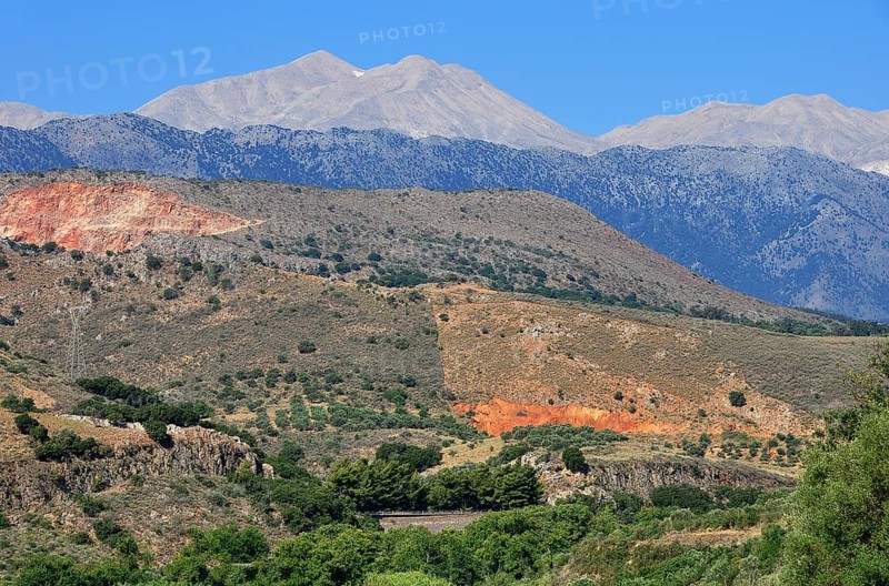 Mountain landscape with the White Mountains or Lefka Ori at the rear