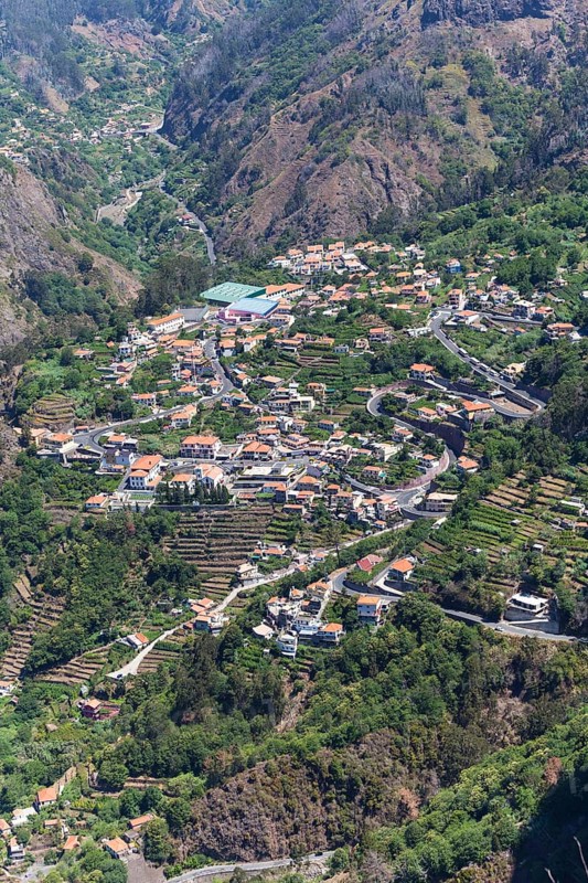 View of the village of Curral das Freiras seen from Pico dos Barcelos mountain