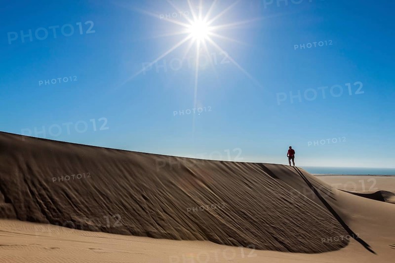 Man walking in the dune belt of Long Beach