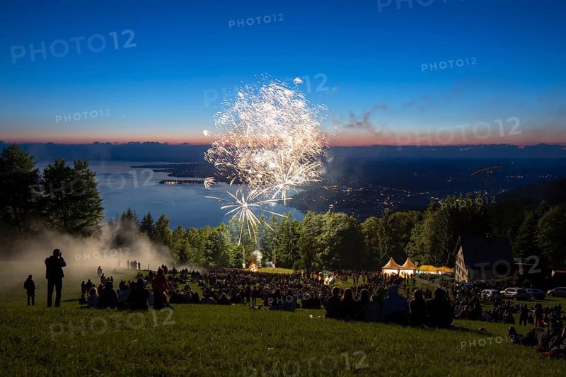 Solstice celebrations with fireworks on Mt Pfaender