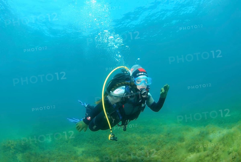 Woman scuba diving