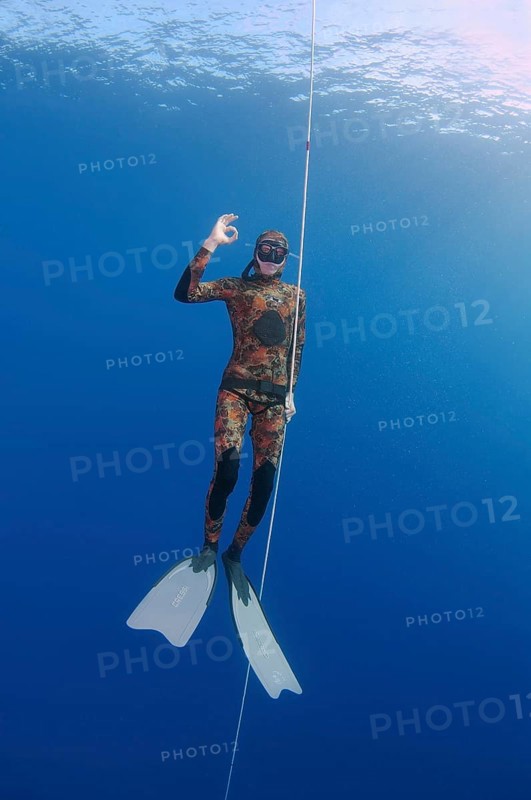 Freediver wearing swimfins