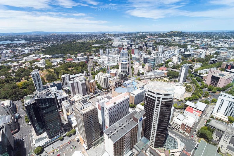 View from Skytower over Auckland towards Mount Eden