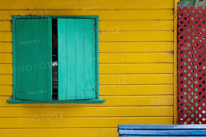 Colorful facade with shutters