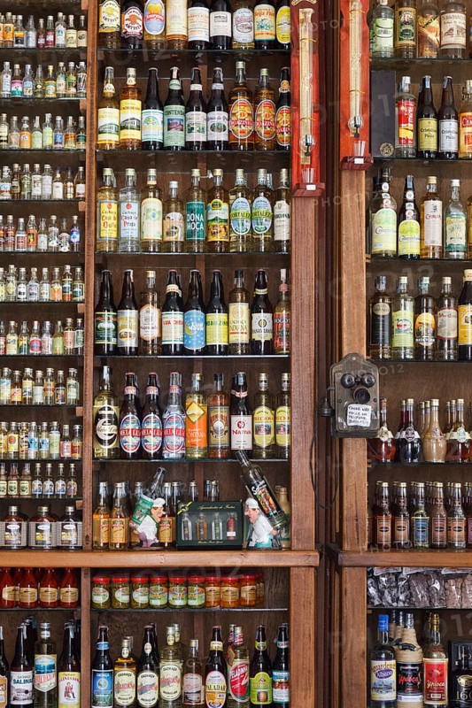 Liquour store with a large selection of cachaca bottles