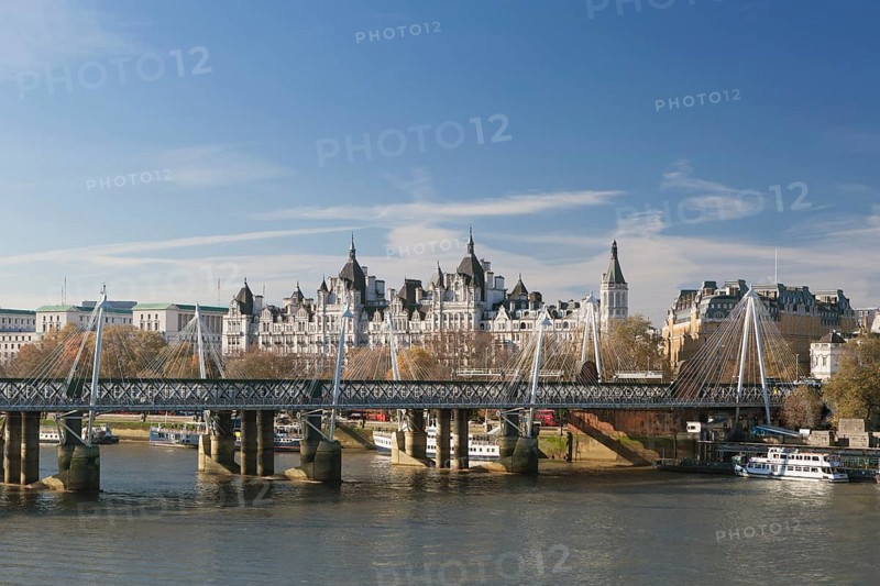 Whitehall Court building and Hungerford Bridge