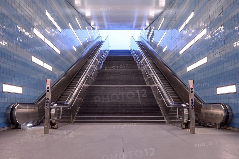 Staircase of the subway station 'Ueberseequartier' of the Hamburg underground line U4