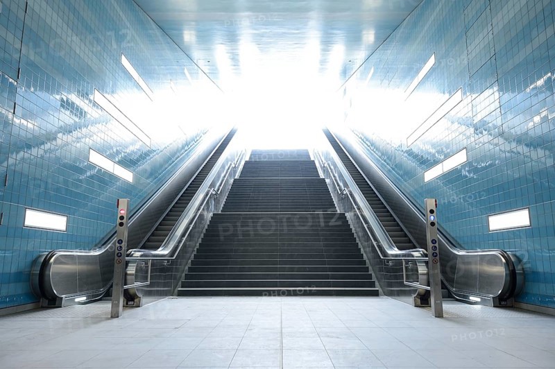 Staircase of the subway station 'Ueberseequartier' of the Hamburg underground line U4