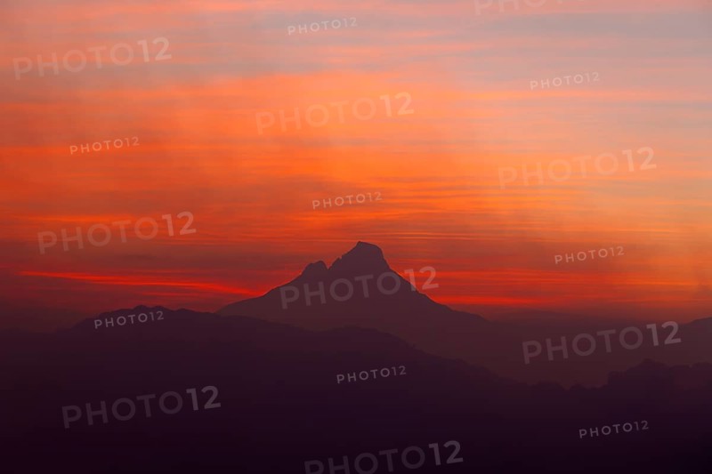 Mount Mikeno volcano just before sunrise