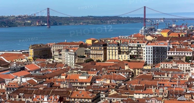 View from Castelo de Sao Jorge castle over the historic city centre of Lisbon