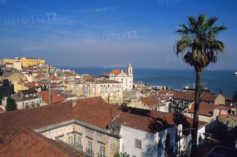 View of the eastern part of Alfama from viewpoint Portas do Sol