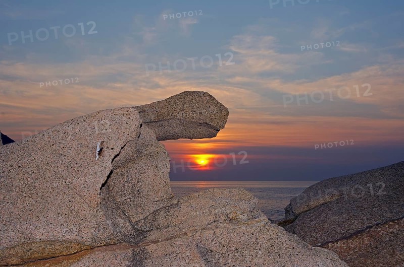 The bizarre rocks at the Gulf of Porto at sunset