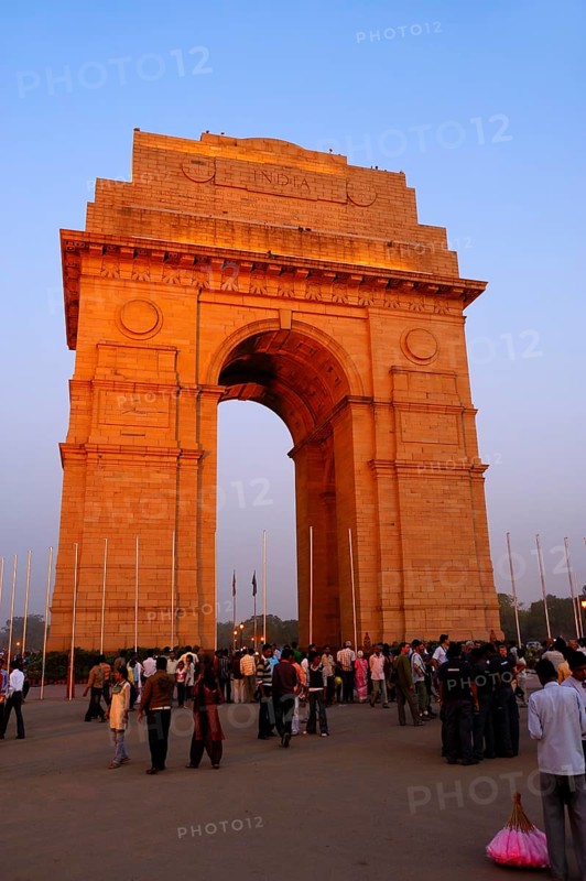 India Gate or All India War Memorial Arch by Sir Edwin Landseer Lutyens at dusk
