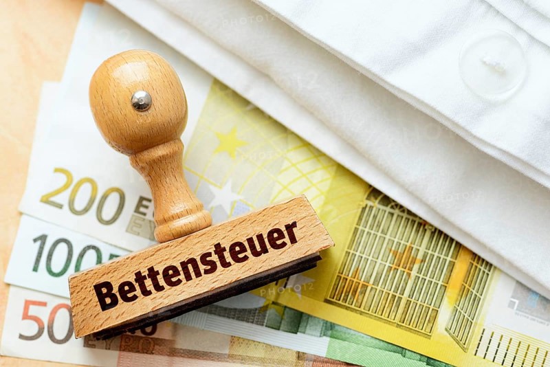 Stamp with the term 'Bettensteuer'
