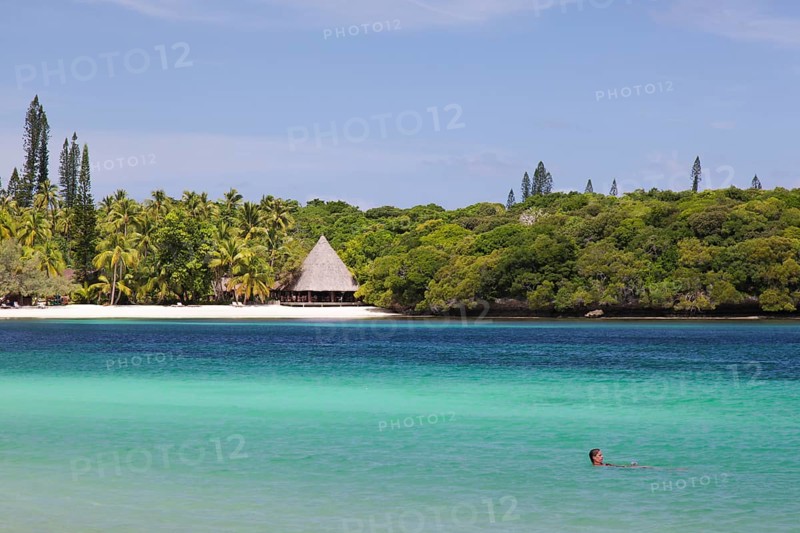 Beach with a hut on a South Seas island