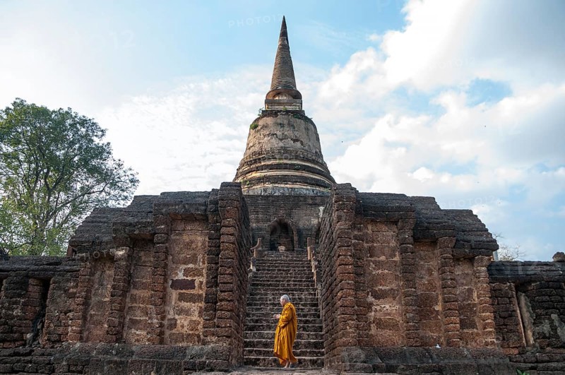 Praying Buddhist monk