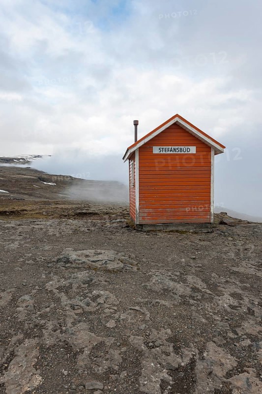 Rescue shelter on a mountain pass at the N 1 road