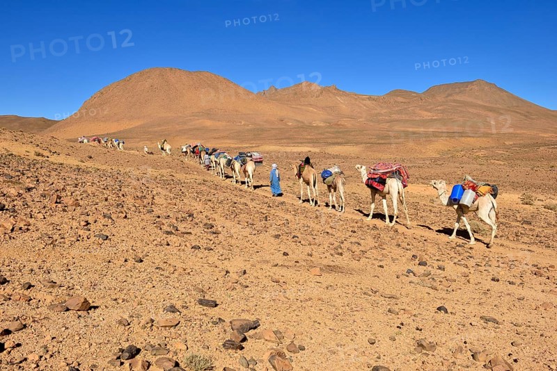 Tuareg men with a camel caravan at Atakor