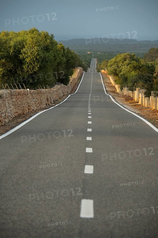 Road and landscape with dry stone walls