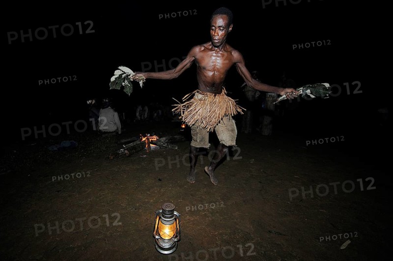 Pygmy of the Bakoula etnic group from the settlement of Manaya during a ceremony in a forest clearing
