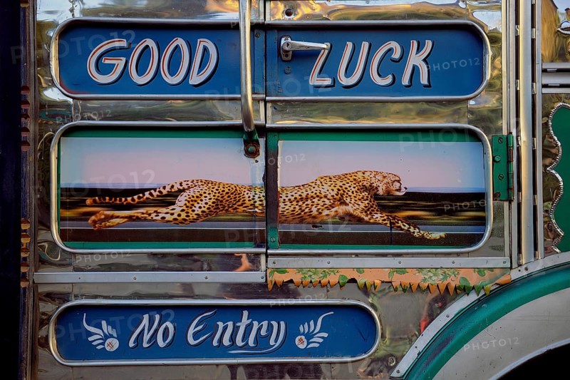 Part of a decorated truck