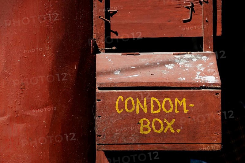 Box of condoms labelled 'Condom Box'