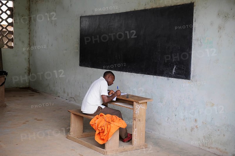 Schoolboy in a school