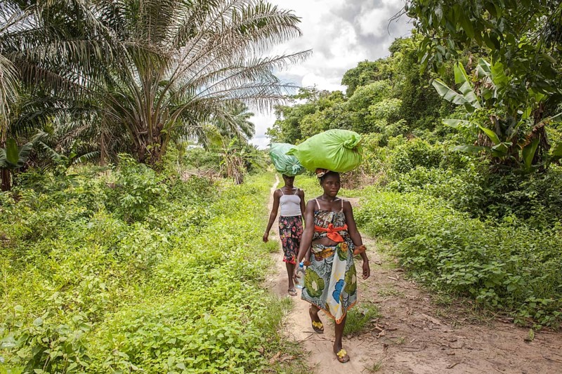 Women walking on a jungle trail