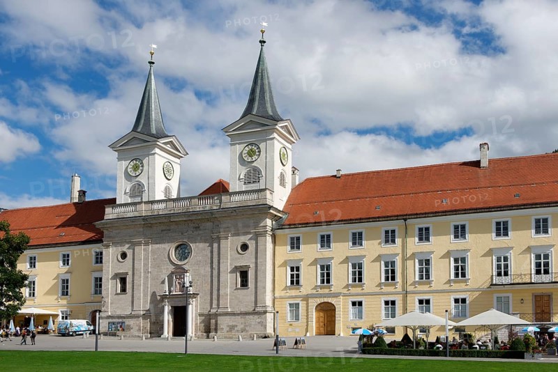 Kloster Tegernsee Abbey with the church of St. Quirinus