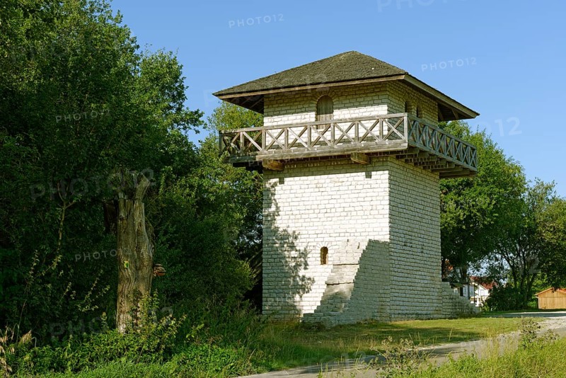 Reconstructed Limes wall with a Roman watchtower