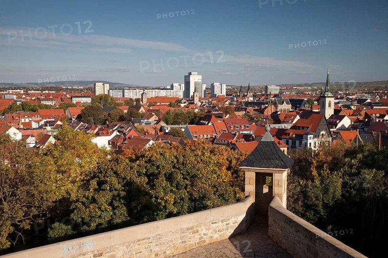 View from Zitadelle Petersberg Citadel across the town